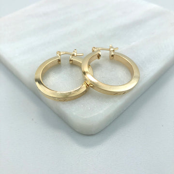 18K Gold Layered Oro Laminado 25 mm Diamond Cutting Finish Cuboid Hoops Wholesale 21.0218